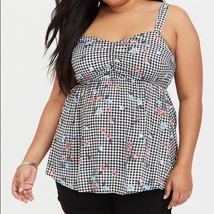 Gingham Babydoll Top